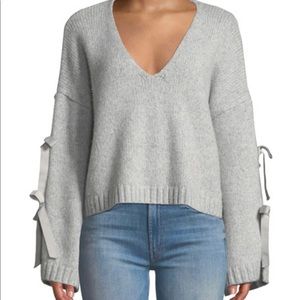 Cinq a Sept Sidel Cropped Tie-Sleeve Wool Sweater